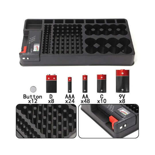 98 Grids Battery Storage Holder with Removable Battery Tester Case Box