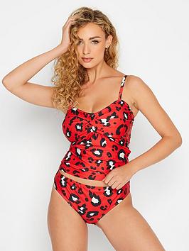 Long Tall Sally Tall Leopard Print Tankini Set - Red, Red, Size 18, Women