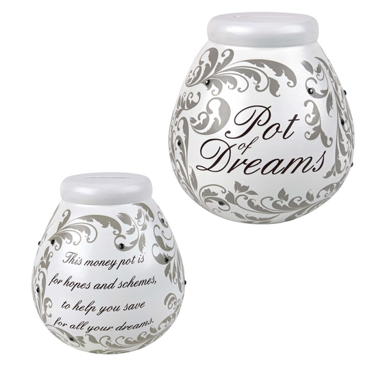 Pot of Dreams Ceramic Smash Money Box - Fleur De Lys Swirls