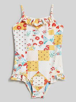 White Stuff Girls Patchwork Swimsuit - Pink