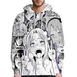 Inspired by Ahegao Zero Two Hentai Hoodie Cartoon Manga Anime Harajuku Graphic Kawaii Hoodie For Men's Women's Unisex Adults' 3D Print 100% Polyester Lightinthebox