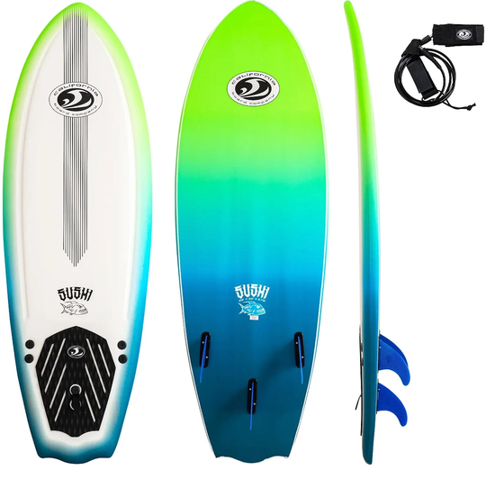 CBC 5'8 Fish Softboard Surfboard - Green/Blue