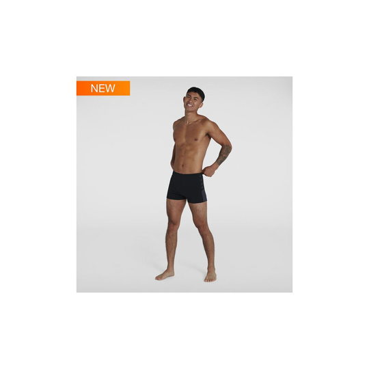 (34) Speedo Swimming Shorts Men's Boom Logo Splice Aquashort Black / Grey