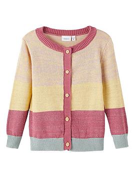 Name It Mini Girls Colour Block Knitted Cardigan - Blue Surf, Blue Surf, Size Age: 1.5-2 Years, Women