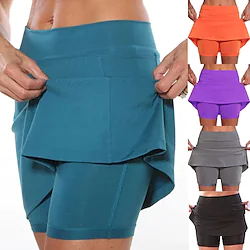 Women's Tennis Skirts Yoga Shorts Yoga Skirt 2 in 1 Tummy Control Butt Lift Quick Dry High Waist Yoga Fitness Gym Workout Shorts Skort Bottoms Navy Black Gray Sports Activewear Stretchy Skinny Lightinthebox