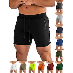 Men's Running Shorts Athletic Shorts Patchwork Drawstring Bottoms Athletic Casual Cotton Breathable Quick Dry Lightweight Gym Workout Running Beach Sportswear Activewear Solid Colored Dark Grey Black Lightinthebox
