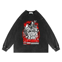 One Piece Sweatshirt T-shirt Acid Mineral Wash Retro Vintage 100% Cotton Luffy Nami Zoro Sweatshirt Anime Classic Street Style Hoodie For Men's Women's Unisex Adults' Hot Stamping Lightinthebox