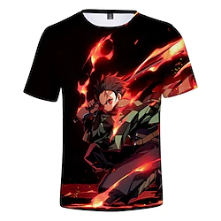 Inspired by Demon Slayer Kamado Tanjirou Cosplay Costume T-shirt Cartoon 3D Harajuku Graphic Kawaii T-shirt For Men's Women's Adults' Terylene Lightinthebox