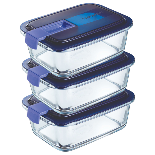 (3, 0.82L) Luminarc Oven Safe Storage Container Airtight Lid