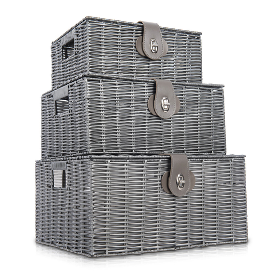 LIVIVO Set of 3 Resin Woven Wicker Hamper Basket Storage Box with Lid
