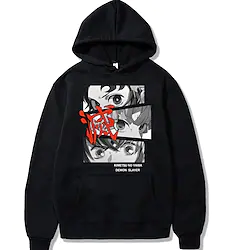 Inspired by Demon Slayer Kamado Tanjirou Cosplay Costume Hoodie Cartoon Harajuku Graphic Kawaii Hoodie For Men's Women's Adults' Polyester / Cotton Blend Lightinthebox