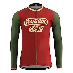 21Grams Men's Cycling Jersey Long Sleeve Winter Bike Jersey Top with 3 Rear Pockets Mountain Bike MTB Road Bike Cycling UV Resistant Breathable Quick Dry Breathability Red Novelty Polyester Sports Lightinthebox