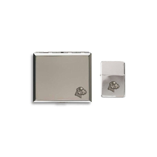 Boxer dog stormproof petrol lighter and cigarette case
