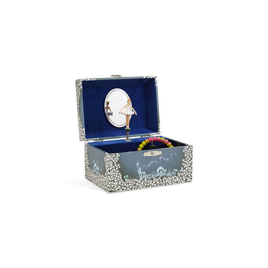 Jewelkeeper Girl's Musical Jewelry Storage Box with Twirling Fairy Blue and White Star Design Swan Lake Tune