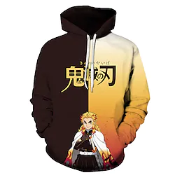Inspired by Demon Slayer: Kimetsu no Yaiba Rengoku Shinjurou Hoodie Cartoon Manga Anime Harajuku Graphic Kawaii Hoodie For Men's Women's Unisex Adults' 3D Print 100% Polyester Lightinthebox