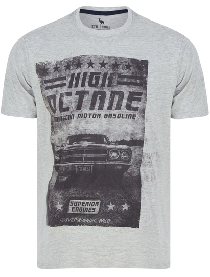 T-Shirts High Octane Motif Cotton Jersey T-Shirt in Light Grey Marl - South Shore / S - Tokyo Laundry
