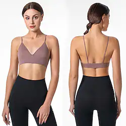 Women's Sports Bra Removable Pad Spandex Yoga Fitness Gym Workout Breathable Quick Dry Comfortable Padded Light Support Rosy Pink Beige Grey White Black Solid Color / Micro-elastic / Wireless Lightinthebox