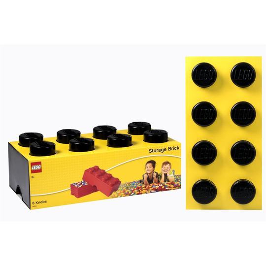 Lego Storage Brick with 8 Knobs Childrens Toy Box - Black