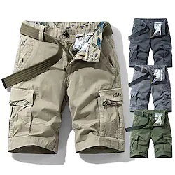 Men's Cargo Shorts Hiking Shorts Military Summer Outdoor Standard Fit 10 Breathable Quick Dry Multi Pockets Sweat wicking Shorts Bottoms Knee Length Dark Grey Army Green Cotton Work Camping / Hiking Lightinthebox