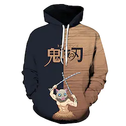 Inspired by Demon Slayer: Kimetsu no Yaiba Inosuke Hashibira Hoodie Cartoon Manga Anime Harajuku Graphic Kawaii Hoodie For Men's Women's Unisex Adults' 3D Print 100% Polyester Lightinthebox