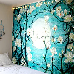 Wall Tapestry Art Decor Blanket Curtain Picnic Tablecloth Hanging Home Bedroom Living Room Dorm Decoration Van Gogh Oil Painting Style Blossom Floral Flower Moon Lightinthebox