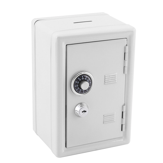 (White) SAFE MONEY BOX BANK METAL WITH COMBINATION LOCK
