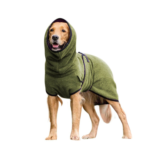 (Army Green, XL) Pet Dog Towelling Quick Drying Robe Coat Jacket Puppy Apparel Clothes Sleepwear