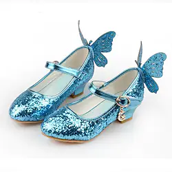 Cinderella Princess Elsa Shoes Girls' Movie Cosplay Sequins Rosy Pink Blue White Shoes Halloween Children's Day Synthetic Leather Lightinthebox