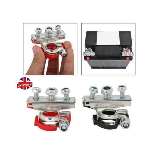 2pcs 12V Battery Terminals Connectors Clamps 3 Way Kit For Car Van