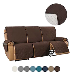 3 Seater Anti-Slip Recliner Sofa Cover fit Leather Recliner Sofa Water Resistant Anti-Scratch Couch Cover for Double Recliner Split Sofa Cover for Each Seat Furniture Protector with Elastic Straps Lightinthebox