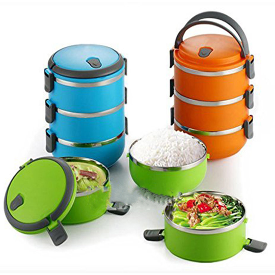 GEEZY 3-Layer Stainless Steel Stackable Insulated Lunch Box