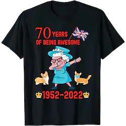 Inspired by Queen's Platinum Jubilee 2022 Elizabeth 70 Years Queen Elizabeth British Corgi T-shirt Back To School Pattern Graphic T-shirt For Men's Women's Unisex Adults' Hot Stamping 100% Polyester Lightinthebox