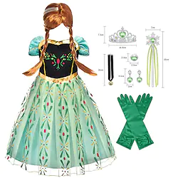 Frozen Fairytale Princess Anna Flower Girl Dress Theme Party Costume Tulle Dresses Girls' Movie Cosplay Cosplay Halloween Green Green (With Accessories) Dress Halloween Carnival Masquerade Polyester Lightinthebox