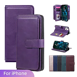 Phone Case For Apple Wallet Card iPhone 14 Pro Max iPhone 14 Pro iPhone 14 Plus iPhone 14 iPhone 13 Pro Max 12 Mini 11 X XR XS Max 8 7 Bumper Frame Full Body Protective Dustproof Solid Colored PU Lightinthebox