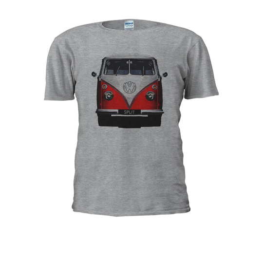 (XXXXX-Large, Grey) Vw Camper Van Splitscreen Choice of Bus Colour Men Women Unisex Top T Shirt