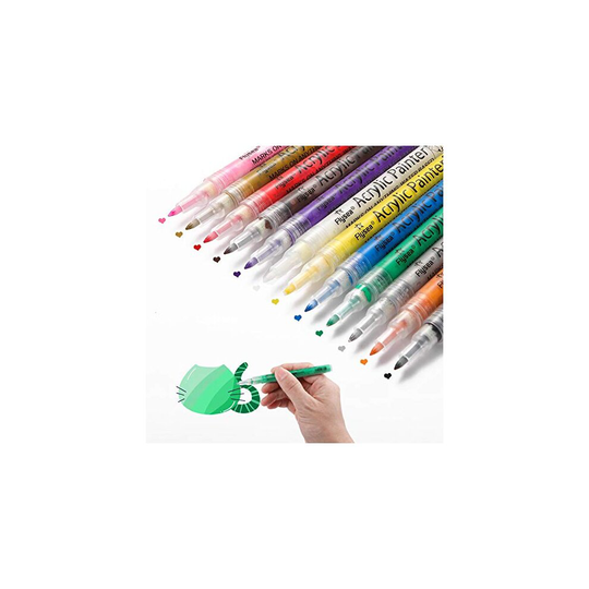 Acrylic Paint Marker Pens Extra Fine Tip Paint Pens for Rock Painting, Canvas, Wood, Glass, Craft Supplies, Fabric, Metal, Plastic, Ceramic, Mug,