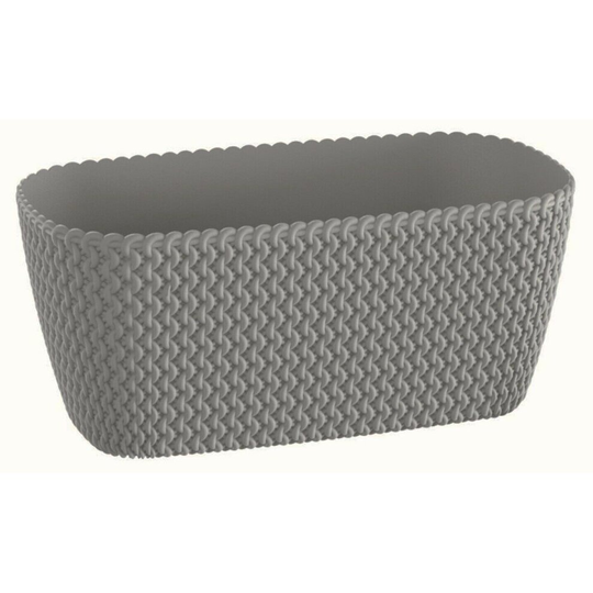 Large 40cm Stone Grey Rattan Plastic Planters Window Box Plant Pot Trough Plante