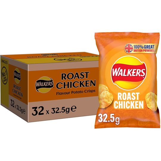 Walkers Roast Chicken Crisps Box, 32.5 g (Case of 32)