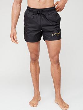 HUGO Paol Swim Shorts - Black, Black, Size M, Men