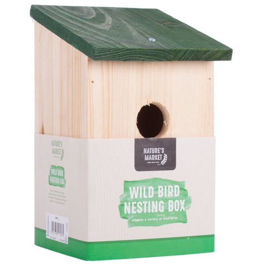 Natures Market BF017 Wooden Wood Small Wild Bird House Hanging Nesting Box
