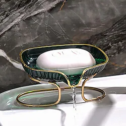 Soap Dish Drainage Tray Soap Case Box with Iron Stand Bar Soap Holder Soap Saver Soap Tray for Shower Bathroom Sink Bath Decor Lightinthebox