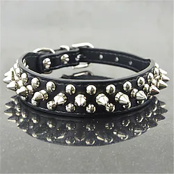 Cat Dog Collar Dog Training Collars Studded Rivet Rivet Punk Rock PU Leather Alloy Black 1pc Lightinthebox