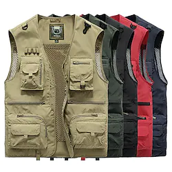 Men's Fishing Vest Hiking Vest Top Outdoor Breathable Quick Dry Multi Pockets Black khaki Dark Blue Fishing Climbing Camping / Hiking / Caving Lightinthebox