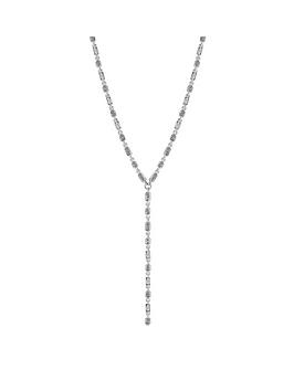 Lipsy Silver Crystal Fine Baguette Stone Y-Drop Necklace