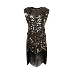 The Great Gatsby Roaring 20s 1920s Cocktail Dress Vintage Dress Flapper Dress Girls' Kid's Sequins Tassel Fringe Costume Vintage Cosplay Event / Party Sleeveless Dress Halloween Lightinthebox