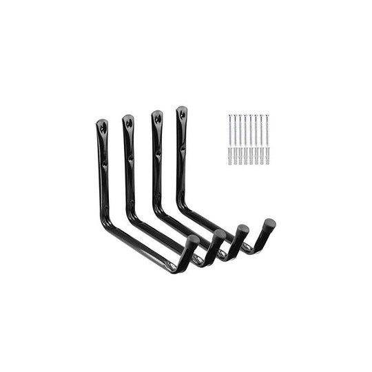Wall Mounted Giant Garage Storage Hook, 32CM/12.6Inches Heavy Duty Utility Hanging Rack for Surfboard,Ladder,Kayak (Black, Pack of 4)