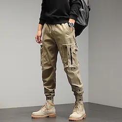 Men's Work Pants Tactical Cargo Pants Military Winter Outdoor Ripstop Windproof Breathable Quick Dry Pants / Trousers Bottoms Drawstring Drawstring Beam Foot Black Green Cotton Fishing Climbing Beach Lightinthebox