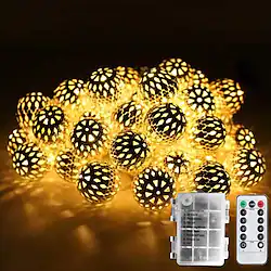 Ramadan Eid Lights Moroccan Ball DIY Outdoor String LightsWaterproof Strand Metal Moroccan Lighting 30-50LEDs Ornament LED Seasonal Rope Lights for Garden Wedding PartyIndoor Christmas AA Battery Box Lightinthebox