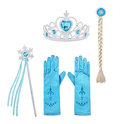Princess Elsa Gloves Outfits Princess Cosplay Jewelry Accessories Girls' Movie Cosplay Halloween Purple Yellow Fuchsia Gloves Crown Wand Halloween Children's Day Masquerade Rhinestone Fabric Plastic Lightinthebox