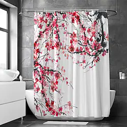 Shower Curtain With Hooks Suitable For Separate Wet And Dry Zone Divide Bathroom Shower Curtain Waterproof Oil-proof Floral / Botanicals Lightinthebox